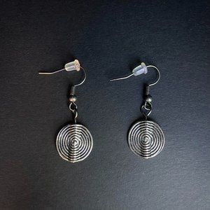 Handcrafted Flat Round Silver Earrings.